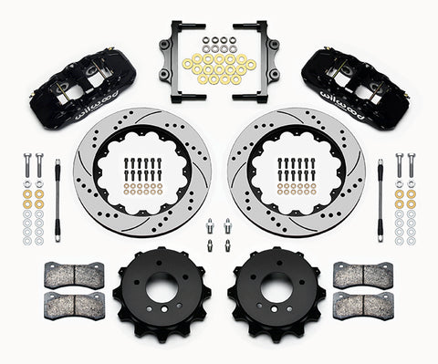 Wilwood AERO4 Rear Kit 14.00 Drilled 2007-2013 BMW 328i / 325i / 323i E90 Series w/Lines