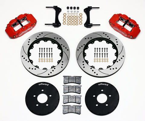 Wilwood Narrow Superlite 6R Front Hat Kit 14.00in Drill Red 1994-2004 Mustang