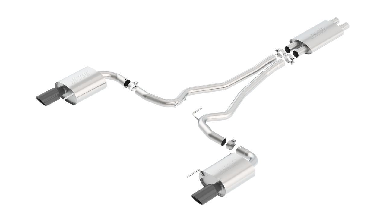 Borla 2015-2017 Ford Mustang GT Cat-Back Exhaust System Touring Part # 140589BC Black Chrome Tips