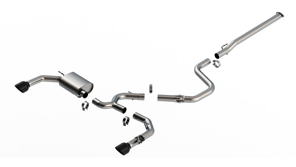 Borla 2022 + Hyundai Elantra N Cat-Back Exhaust System ATAK Black Chrome Tips Part # 140925BC
