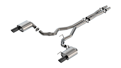 Borla 2024 + Ford Mustang GT Cat-Back Exhaust System ATAK Part # 140961BC - Black Tips