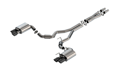 Borla 2024 + Ford Mustang GT 5.0L V8 w/ Active Exhaust S-Type Cat-Back Exhaust System - Black Chrome