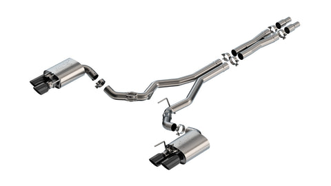 Borla 2024 + Ford Mustang GT 5.0L V8 w/ Active Exhaust ATAK Cat-Back Exhaust System - Black Chrome