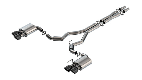 Borla 2024 + Ford Mustang Dark Horse 5.0L V8 w/Active Exhaust S-Type Cat-Back Exhaust System - Black Chrome Tips