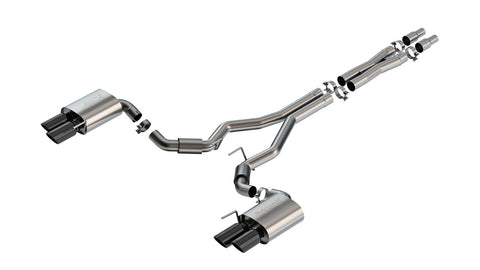 Borla 2024 + Ford Mustang GT Cat-Back Exhaust System S-Type Part # 140969BC - Black Tips