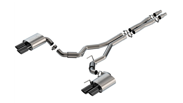 Borla 2024 + Ford Mustang GT Cat-Back Exhaust System ATAK Part # 140970BC Black Chrome Quad Tip