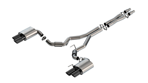 Borla 2024 + Ford Mustang GT Cat-Back Exhaust System ATAK Part # 140970BC Black Chrome Quad Tip