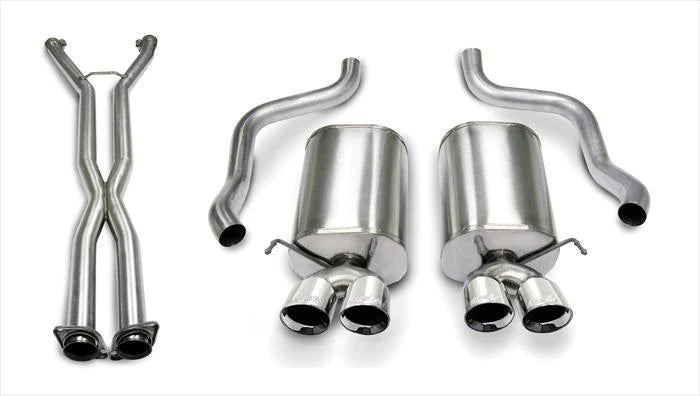 Corsa 2005 - 2008 Corvette C6 2.5" CatBack, Dual Rear Exit with Twin 3.5" Polished Pro-Series Tips Sport Sound Level