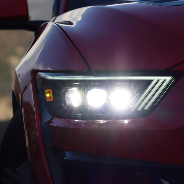 AlphaRex 2015 - 2017 Ford Mustang / 2018 - 2020 GT350 / GT500 NOVA Series LED Projector Headlights Black