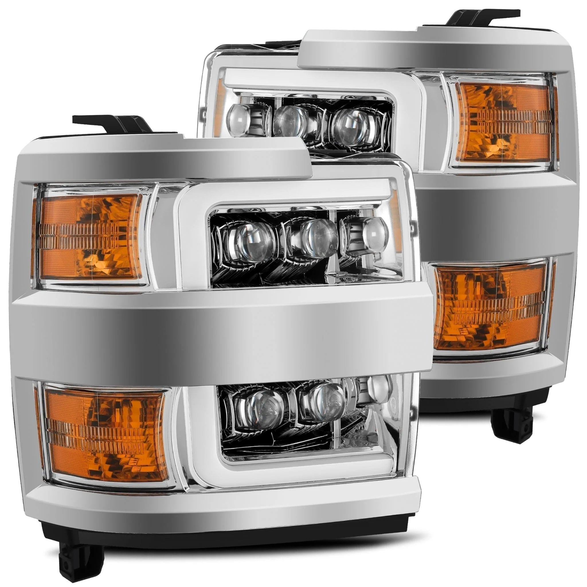 AlphaRex 2015 - 2019 Chevy Silverado 2500HD / 3500HD NOVA LED Proj Headlights Plank Style Chrome w/Activ Light/Seq Signal/DRL