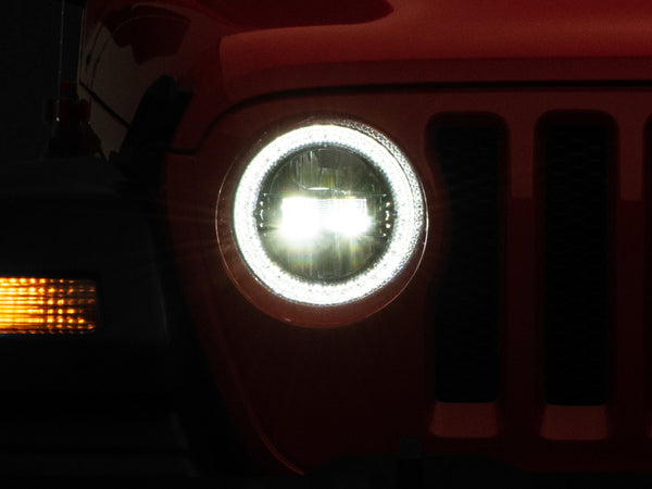 Raxiom 2018 + Jeep Wrangler JL/JT Axial Series LED Headlights- Black Housing (Clear Lens)