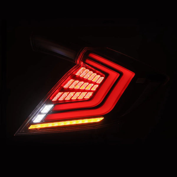 AlphaRex 2016 - 2021  Honda Civic Hatchback / Type-R FK8 Nova-Series LED Tail Lights (Pair) - Alpha Black