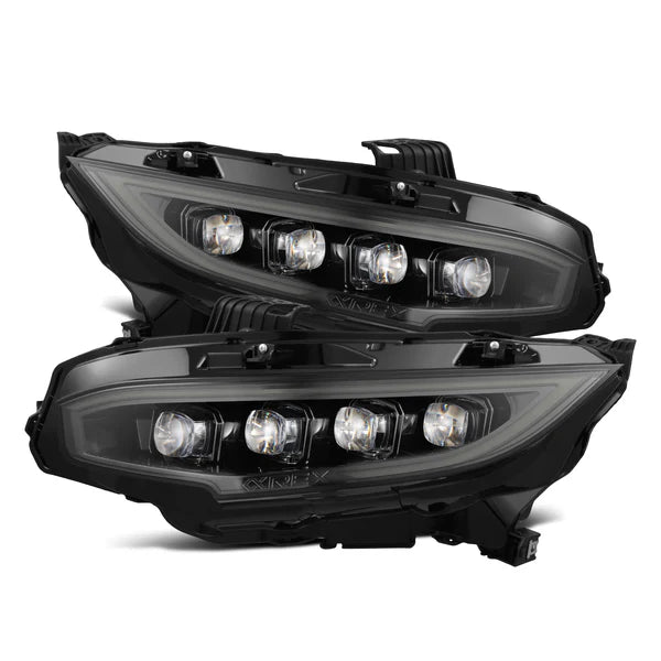 AlphaRex 2016 - 2021 Honda Civic NOVA-Series LED Proj Headlights Alpha-Black w/Actv Lgt & Seq.Sig / SB DRL