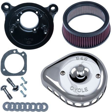 S&S Cycle Harley Davidson 2001 - 2015 Fuel-Injected Softail / 2004 - 2017 Dyna / 2003 - 2007 Touring Models Stealth Air Cleaner Kit w/ Chrome Mini Teardrop Cover
