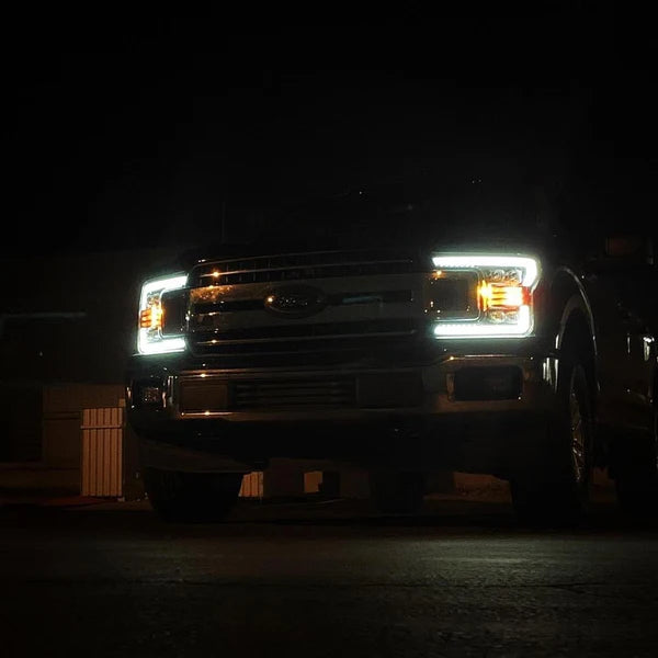 AlphaRex 2018 - 2020 Ford F-150 NOVA LED Projector Headlights Plank Style Chrome w/ActivLight/Seq Signal