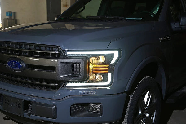 AlphaRex 2018 - 2020 Ford F-150 PRO-Series Projector Headlights Plank Style Chrm w/Activ Light/Seq Signal