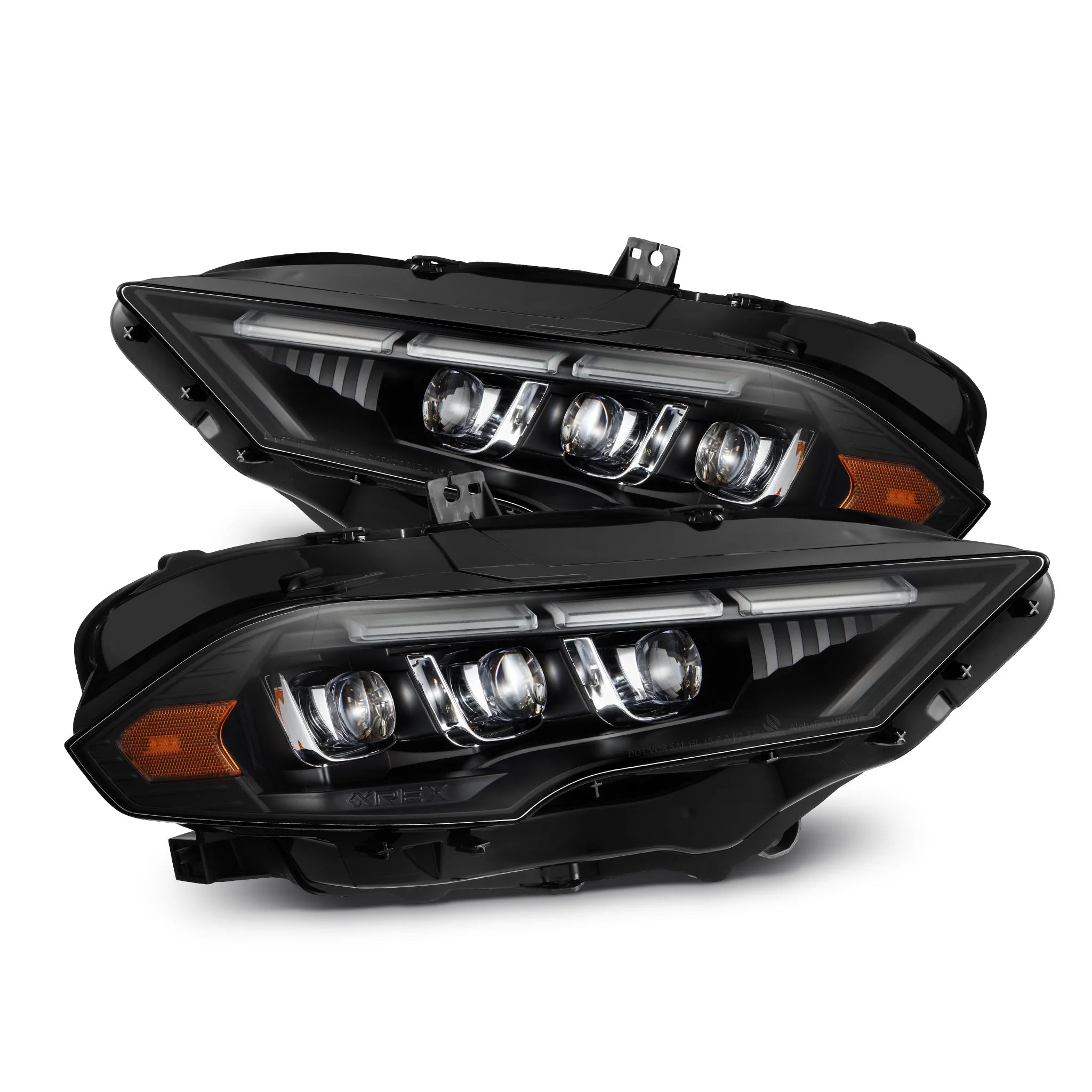 AlphaRex 2018 - 2023 Ford Mustang NOVA LED Proj Headlights Black w/Activ Light/Seq Signal/Switch DRL