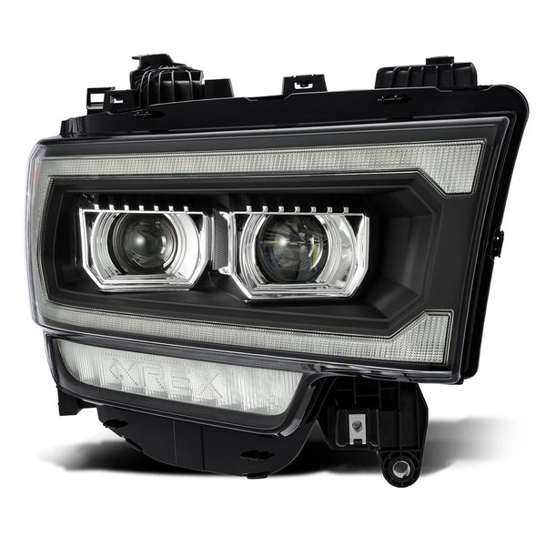 AlphaRex 2019 - 2022 Ram 2500 / 3500 / 4500 / 5500 LUXX LED Proj Headlights Plank Style Black w/Activ Light/Seq Signal/DRL