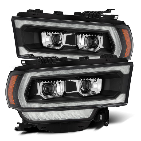 AlphaRex 2019 - 2022 Ram 2500 / 3500 / 4500 / 5500 LUXX LED Proj Headlights Plank Style Black w/Activ Light/Seq Signal/DRL