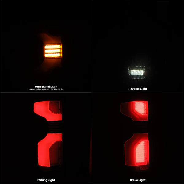 AlphaRex 2019 - 2023 Chevy Silverado 1500 / 2020 - 2024 2500HD/3500HD LUXX-Series LED Tail Lights Alpha Black