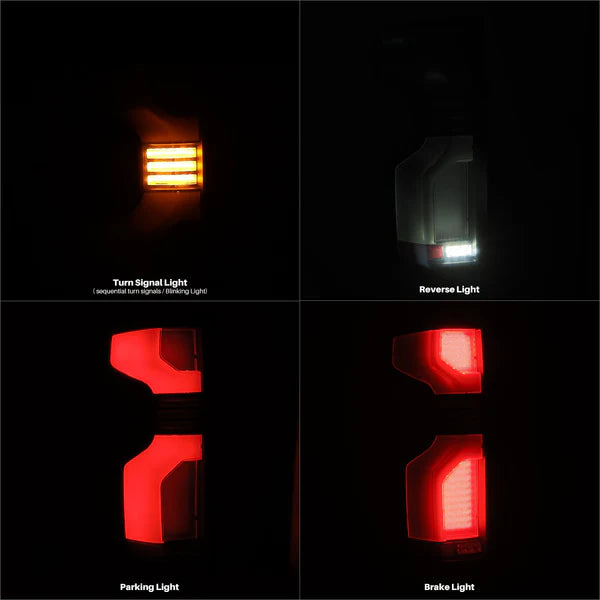 AlphaRex 2019 - 2023 Chevy Silverado 1500 / 2020 - 2023 2500HD/3500HD LUXX-Series LED Tail Lights Black