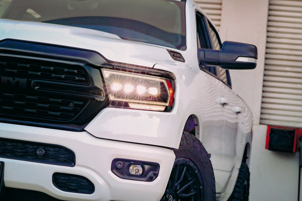 AlphaRex 2019 + Dodge Ram 1500 (No Clsc/Ltd/TRX) NOVA-Series LED Proj Headlight Alpha-Black (Converter Req.)