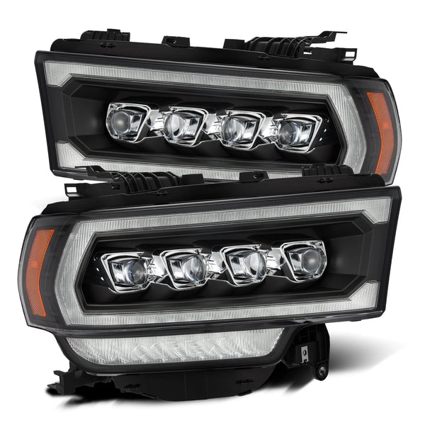 AlphaRex 2019 + Ram 2500 NOVA LED Proj Headlights Plank Style Black w/Activ Light/Seq Signal/DRL