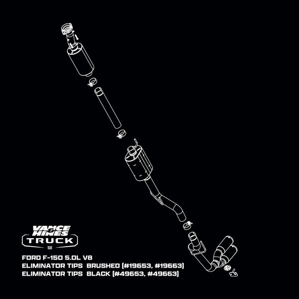 Vance & Hines Ford 2015-2020 F150 5.0 V8 Crew Cab Eliminator Brushed Catback Exhaust