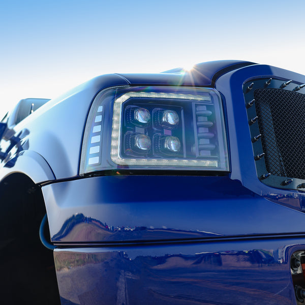 AlphaRex 2005 - 2007 Ford Super Duty/Excursion NOVA-Series LED Projector Headlights Alpha-Blk w/Activ Ligh