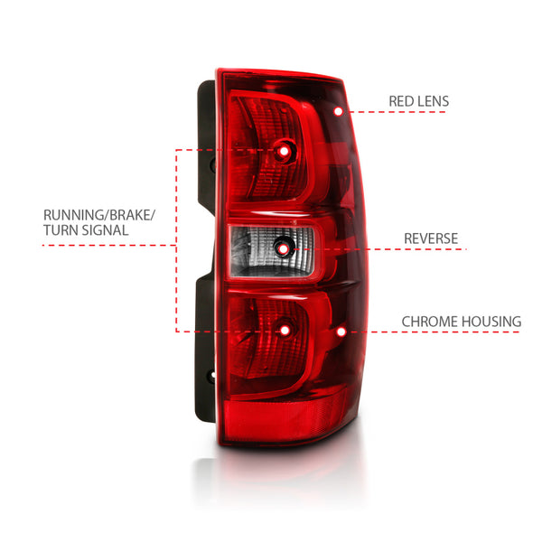 ANZO 2007-2014 Chevy Tahoe / Suburban Taillight Red/Clear Lens (OE Replacement)