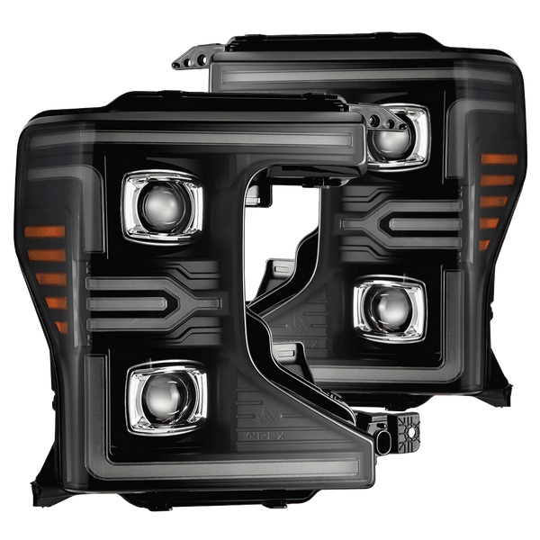 AlphaRex 2020 - 2022 Ford F-250/F350/F450/F550 SD LUXX-Series LED Proj Headlights Bk w/Acv Light SS & SBDRL