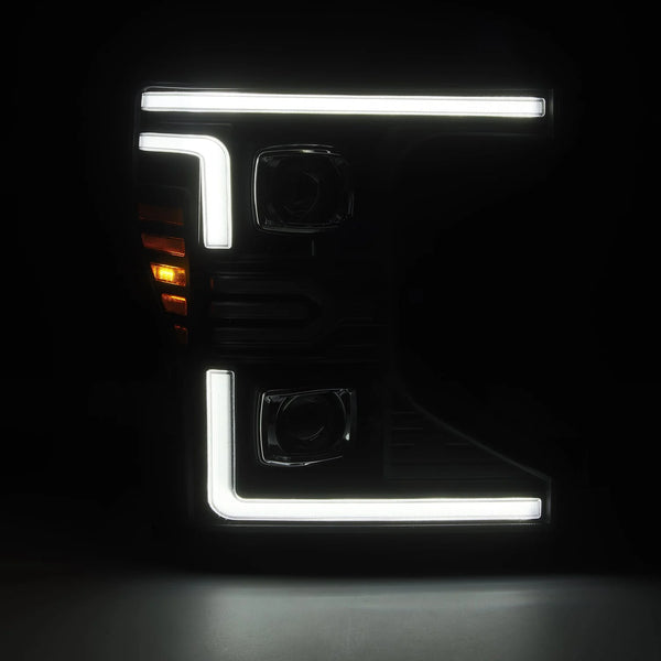 AlphaRex 2020 - 2022 Ford F-250/F350/F450/F550 SD LUXX-Series LED Proj Headlights Bk w/Acv Light SS & SBDRL