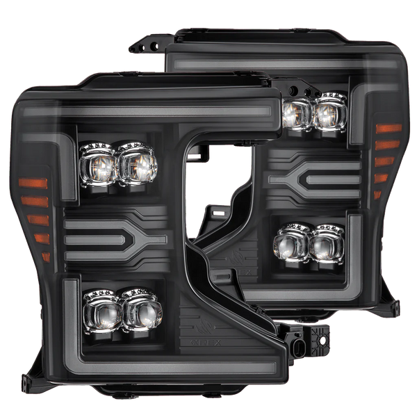 AlphaRex 2020 - 2022 Ford F-250/350/450 SD NOVA-Series LED Proj Headlights Bk w/Actv Light SeqSig & SBDRL
