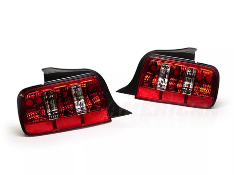 Raxiom 2005 - 2009 Ford Mustang Tail Lights- Chrome Housing - Red/Clear Lens