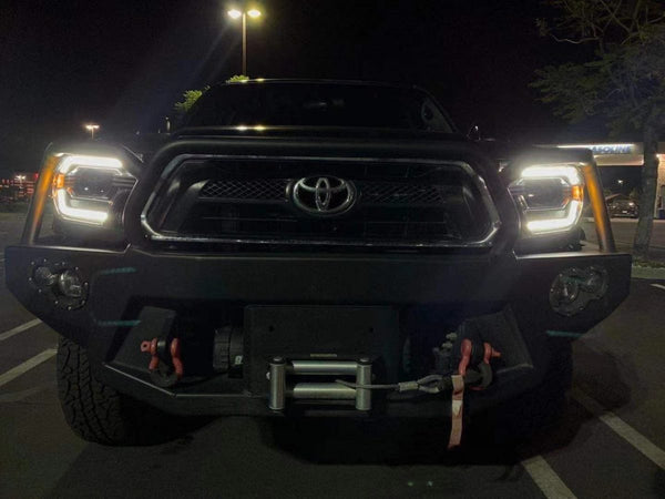 AlphaRex 2012 - 2015 Toyota Tacoma PRO-Series Projector Headlights Plank Style Alpha Black w/DRL