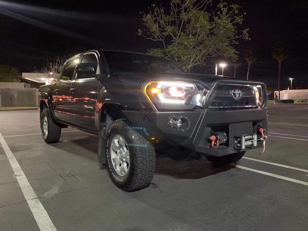 AlphaRex 2012 - 2015 Toyota Tacoma LUXX LED Projector Headlights Plank Style Alpha Black w/DRL