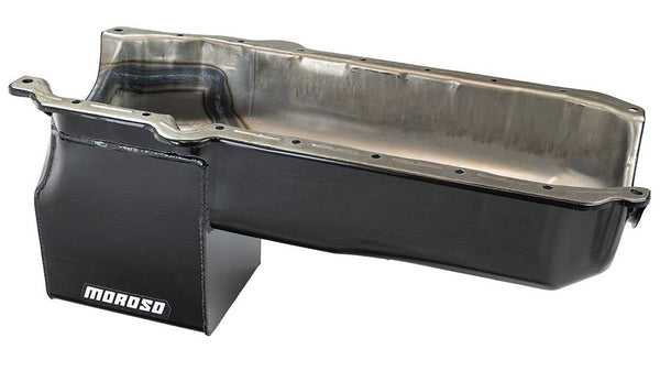 Moroso 1986+ Chevy S10 (w/SBC Swap) Drivers Side Dipstick Wet Sump 9.5in Deep 6.5 Qt Steel Oil Pan