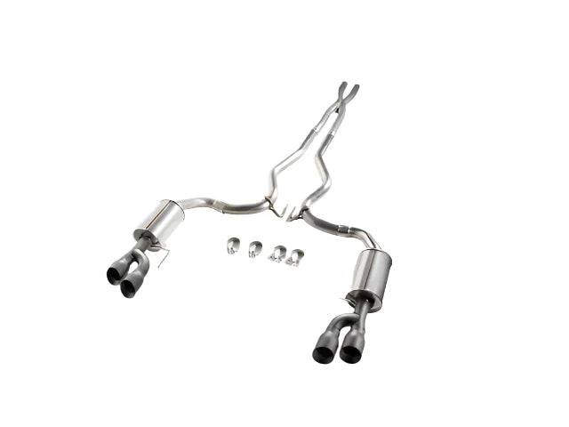 Roush 2018 - 2025 Mustang 5.0L V8 Black Tip Cat Back Exhaust Kit (Quad Tip Non-Active)