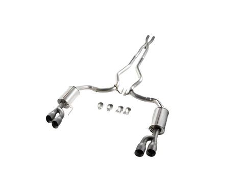 Roush 2018 - 2025 Mustang 5.0L V8 Black Tip Cat Back Exhaust Kit (Quad Tip Non-Active)