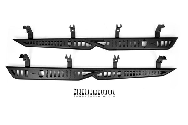 DV8 Offroad 2019 + GMC Sierra 1500 Crew Cab OE Plus Side Steps - Black Steel