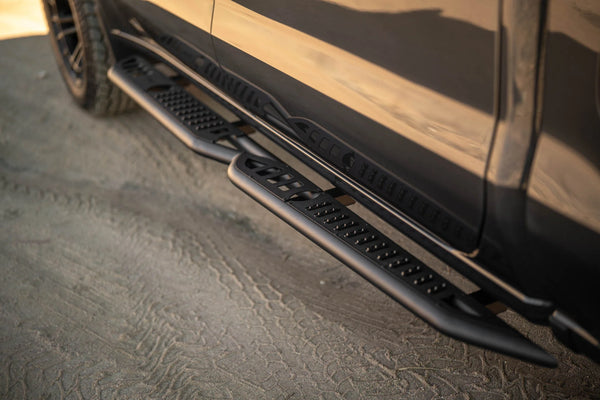 DV8 Offroad 2019 + GMC Sierra 1500 Crew Cab OE Plus Side Steps - Black Steel