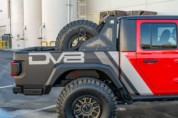 DV8 Offroad 2020+ Jeep Gladiator Universal Stand Up In-Bed Tire Carrier