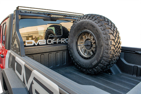 DV8 Offroad 2020+ Jeep Gladiator Universal Stand Up In-Bed Tire Carrier