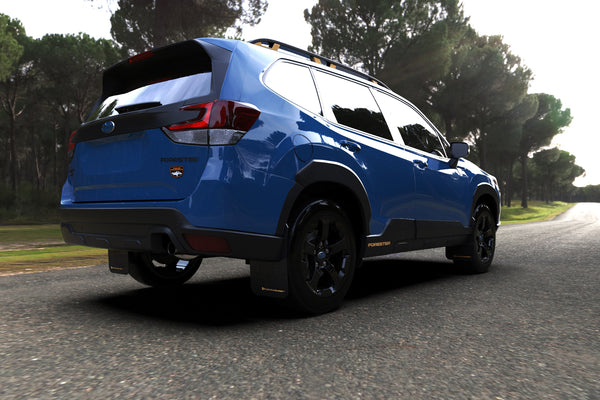 Rally Armor 2022 + Subaru Forester (Incl. Wilderness) Black UR Mud Flap w/ Wild Orange Logo