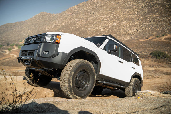 DV8 Offroad 2024 + Toyota Land Cruiser OE Plus Side Steps - Black Steel