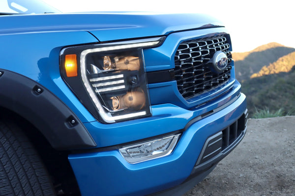 AlphaRex 2021 + Ford F150 PRO-Series Projector headlights Alpha-Black w/Activ Light/Seq Signal