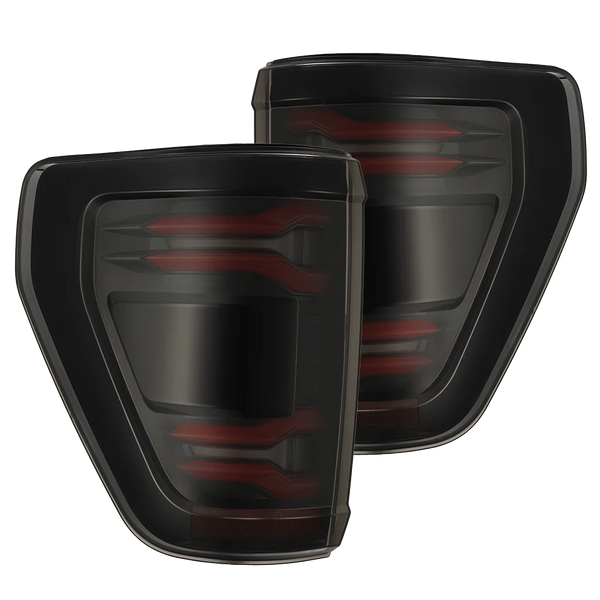 AlphaRex 2021 - 2023 Ford F-150 LUXX LED Taillights - Black Red w/ BLIS