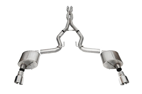 Corsa 2024 + Ford Mustang GT Xtreme Cat-Back Exhaust Sys. 3.0in Dual Rear Exit w/4.5in Pro Series Tips