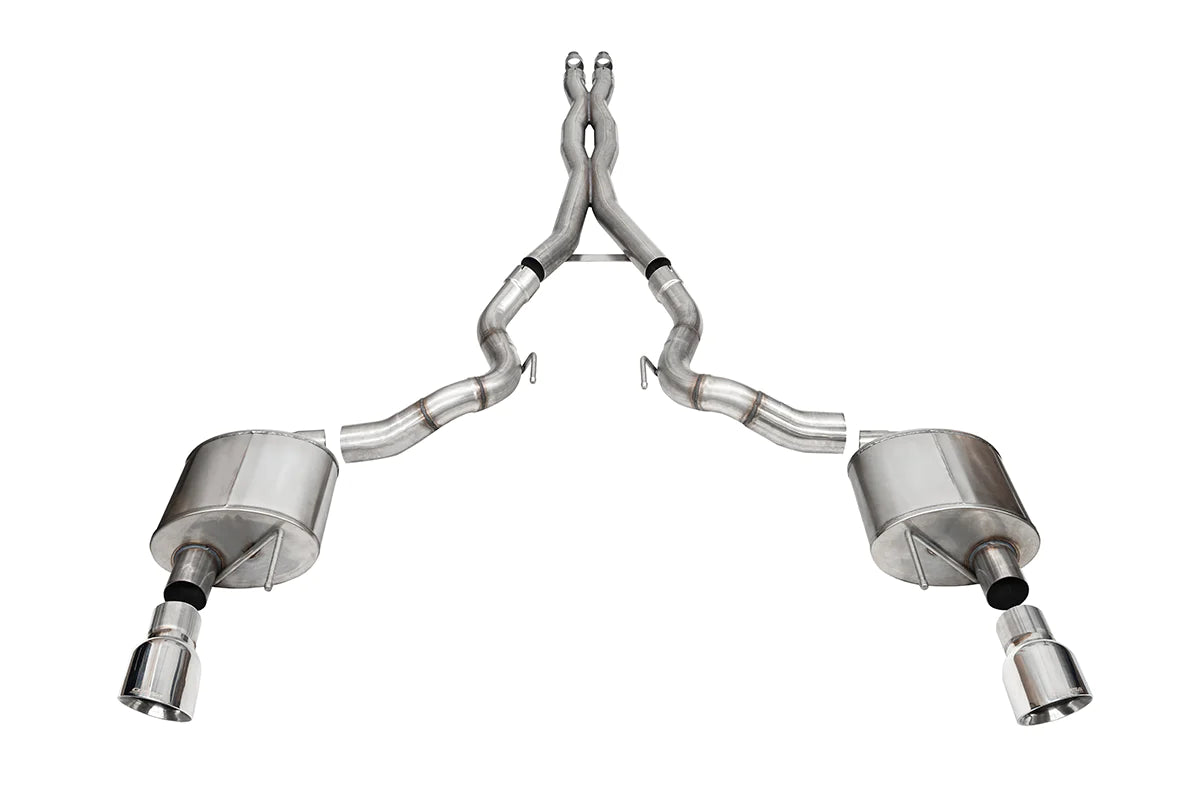 Corsa 2024 + Ford Mustang GT Convertible Xtreme CatBack Ex. Sys. 3.0in Dual Rear Exit w/4.5in Pro Series Tip