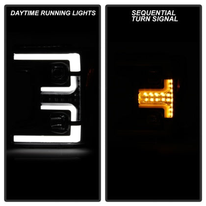 Spyder Ford F-250/F-350/F450 Super Duty 2017 - 2019 Projector Headlights Black PRO-YD-FS17-SBSEQ-BK